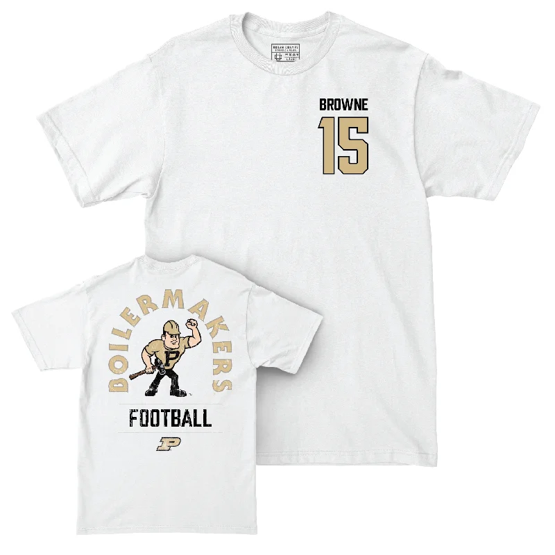 Custom Football Jerseys For Group Recognition-Football White Mascot Comfort Colors Tee - Ryan Browne | #15