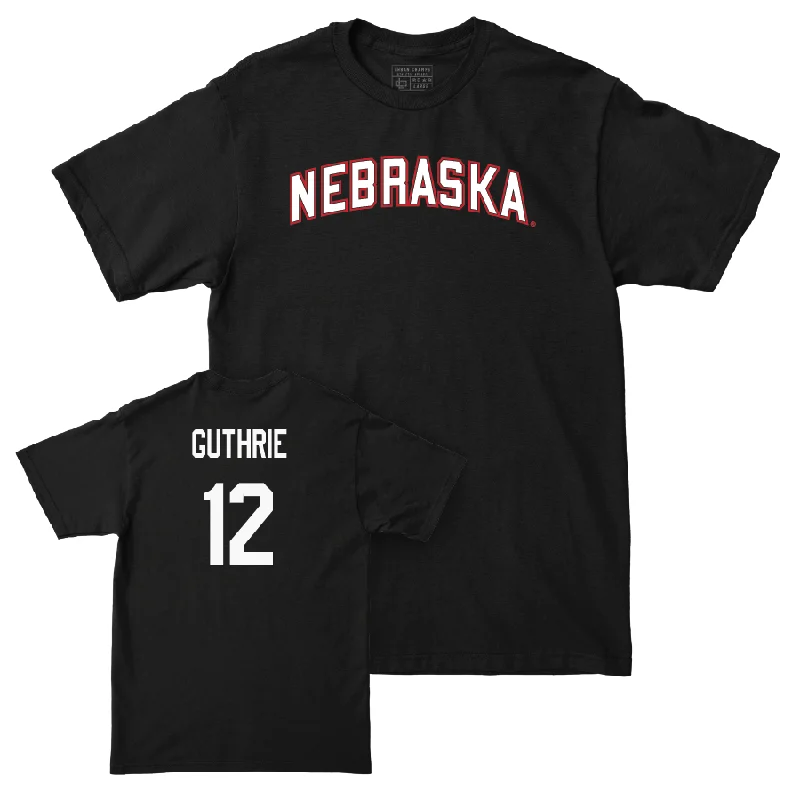 Custom Football Jerseys For School Competitions-Football Black Nebraska Tee  - Rex Guthrie