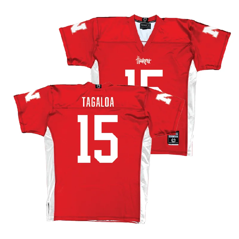 Football Jerseys For Corporate Team Activities-Red Nebraska Football Jersey  - Brodie Tagaloa