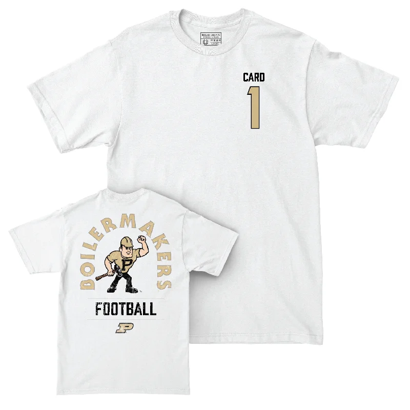 Personalized Football Jerseys For Special Teams-Football White Mascot Comfort Colors Tee - Hudson Card | #1