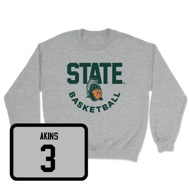 Personalized Basketball Jerseys For School Events-Sport Grey Men's Basketball Helmet Crew - Jaden Akins