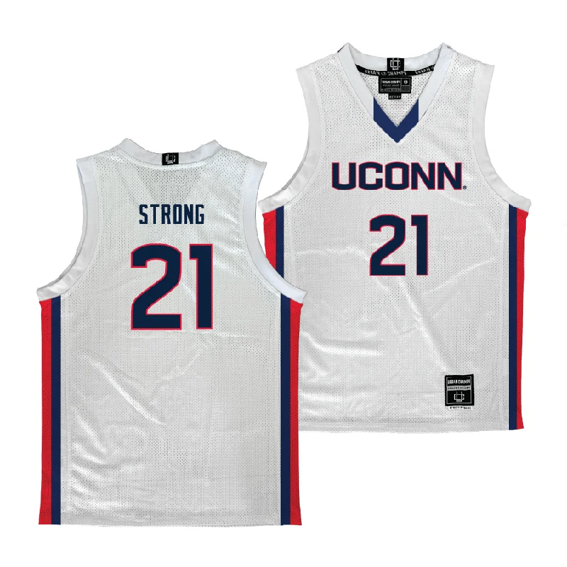 Personalized Basketball Jerseys For Tournament Winners-UConn Women's Basketball White Jersey  - Sarah Strong