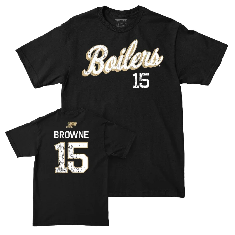 Football Jerseys For School Competitions-Football Black Script Tee - Ryan Browne | #15