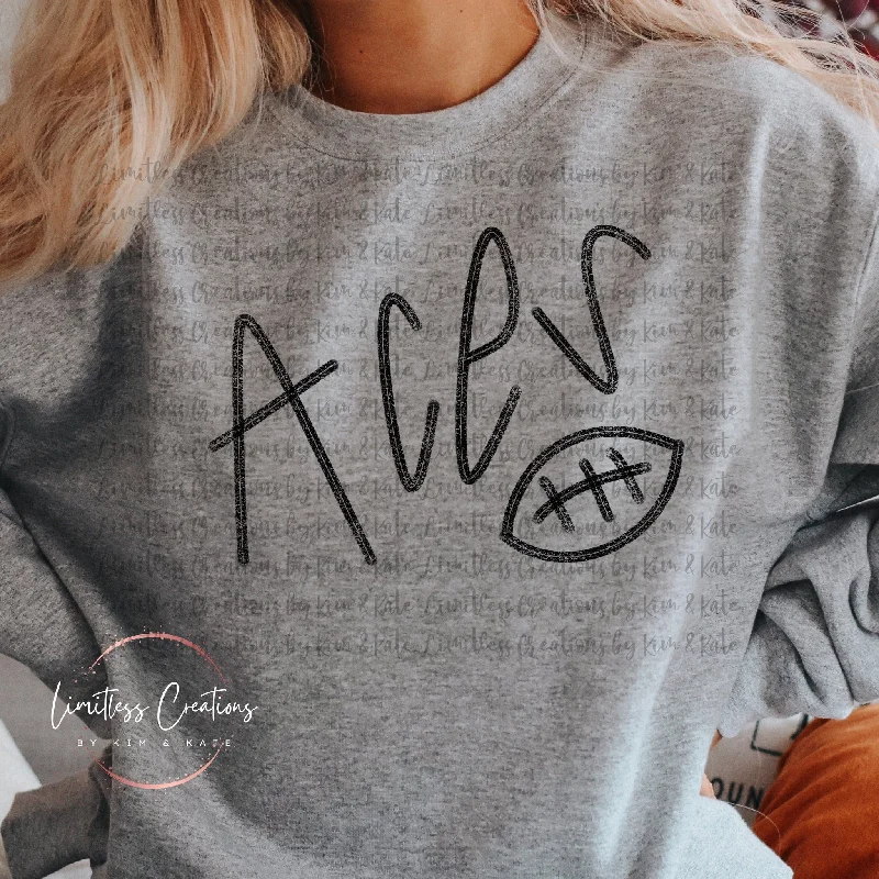 Personalized Football Jerseys For Event Marketing-Aces handwritten font shirt with football