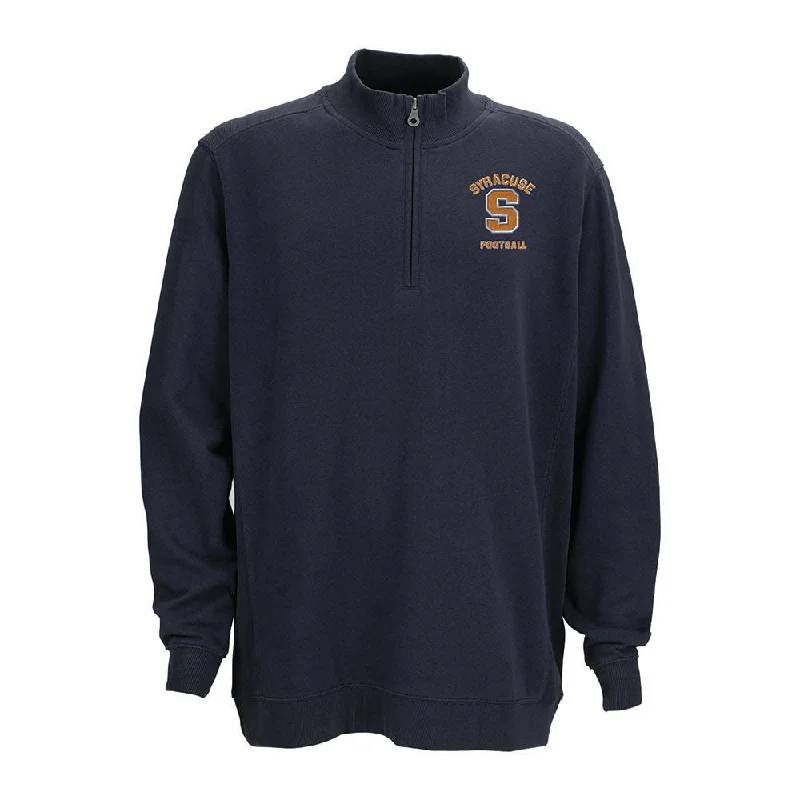 Custom Football Jerseys With Bold Graphics-Vansport Syracuse Football Premium Cotton 1/4 Zip Fleece Pullover