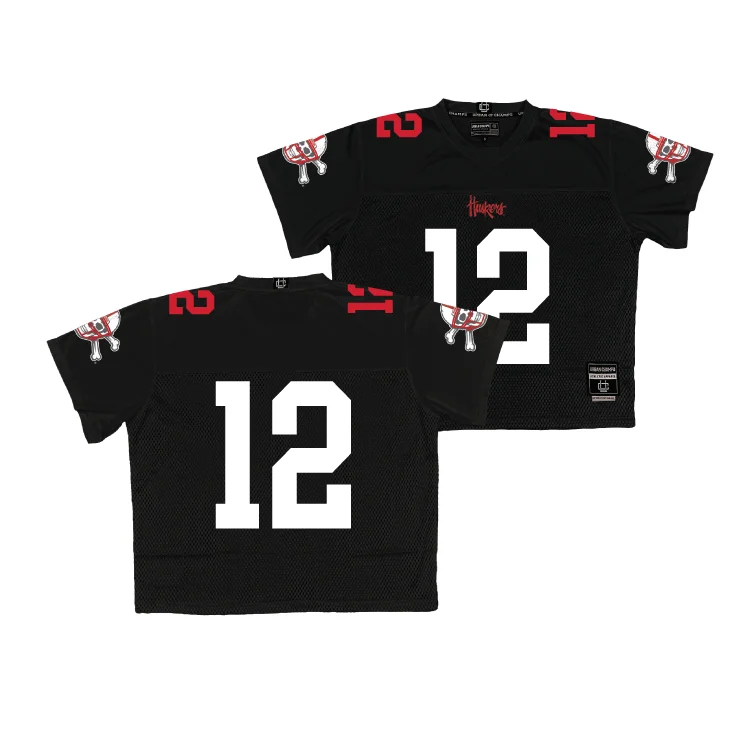 Custom Football Jerseys For International Tournaments-Nebraska Throwback Black Football Jersey - Daniel Kaelin