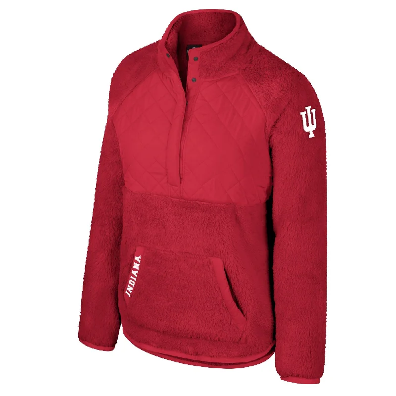 Personalized Football Jerseys For Custom Designs-Indiana Hoosiers Women's Half-Snap Sherpa Jacket