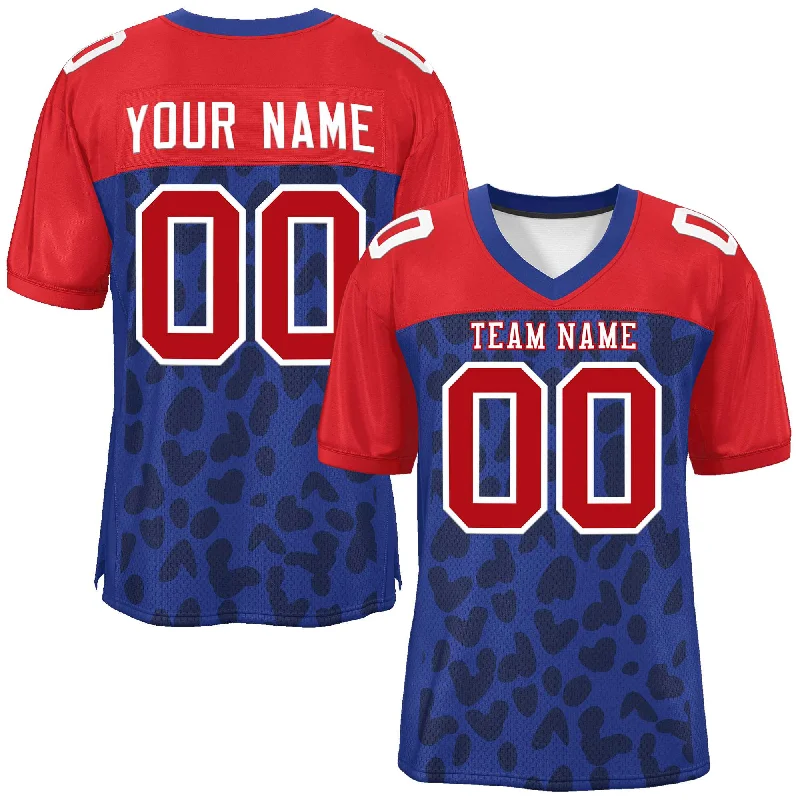 Personalized Football Jerseys For Event Recognition-Custom Royal Red Raglan Sleeves Personalized Camo Authentic Football Jersey