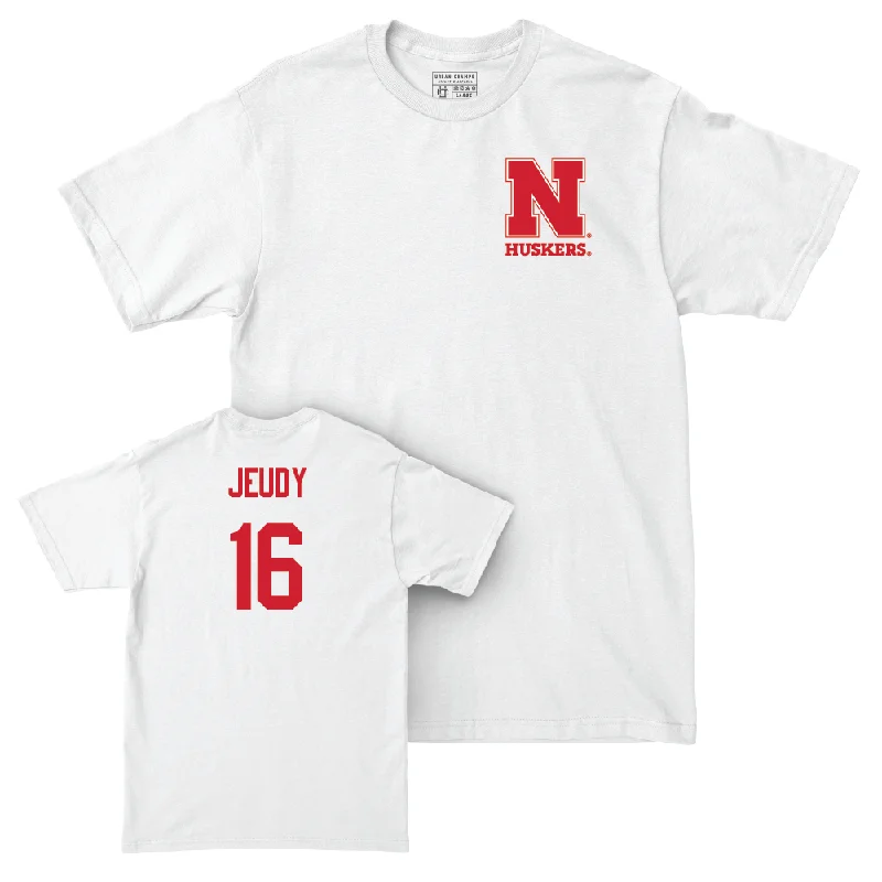 Personalized Football Jerseys For Large-Scale Events-Football White Comfort Colors Tee  - Elijah Jeudy