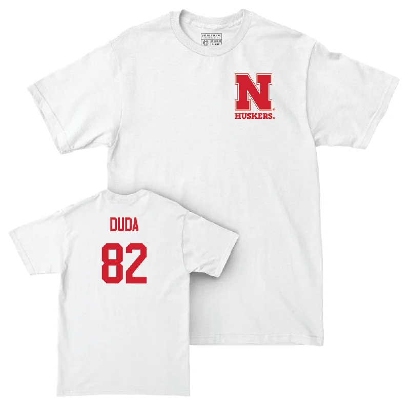 Custom Football Jerseys For Player Recognition-Football White Comfort Colors Tee  - Ethan Duda