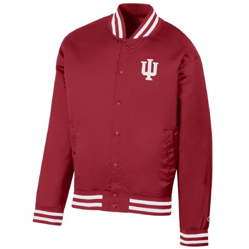 Custom Football Jerseys With Text & Logo-Indiana Hoosiers Champion Men's Red Bomber Jacket