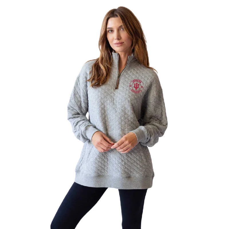 Football Jerseys For League Competitions-Indiana Quarter-Zip Women's Quilted Grey Chicka-D