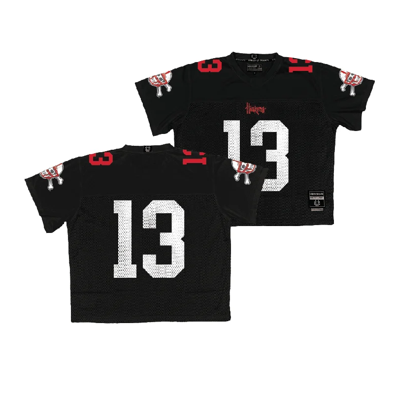 Football Jerseys With Custom Branding-Nebraska Throwback Black Football Jersey - Malcolm Hartzog Jr