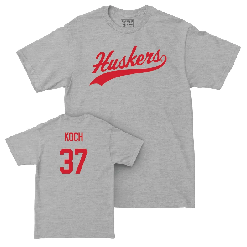 Custom Football Jerseys For Club Teams-Sport Grey Football Script Tee  - Kamdyn Koch