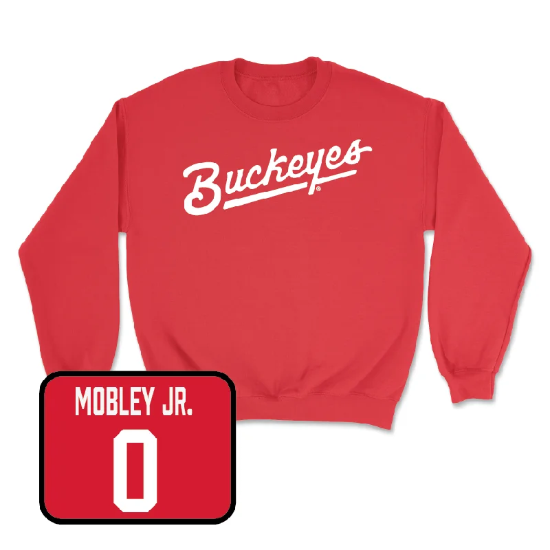 Personalized Basketball Jerseys For Birthday Gifts-Red Men's Basketball Script Crew  - John Mobley Jr.