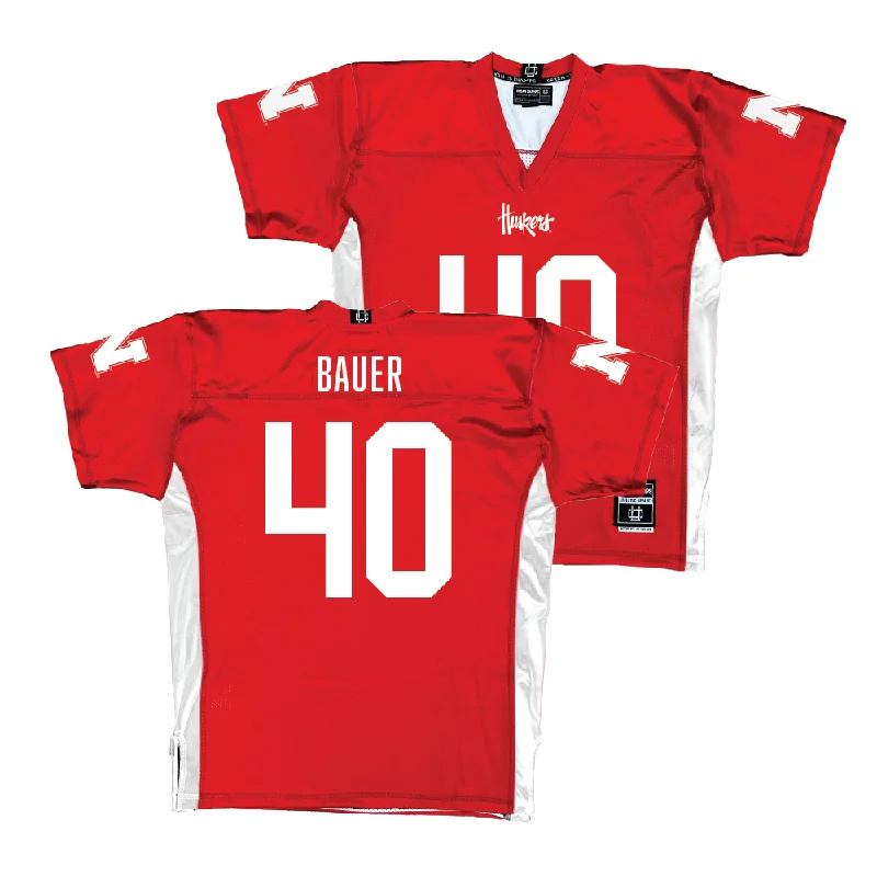 Football Jerseys For Holiday & Seasonal Events-Red Nebraska Football Jersey  - Rowdy Bauer