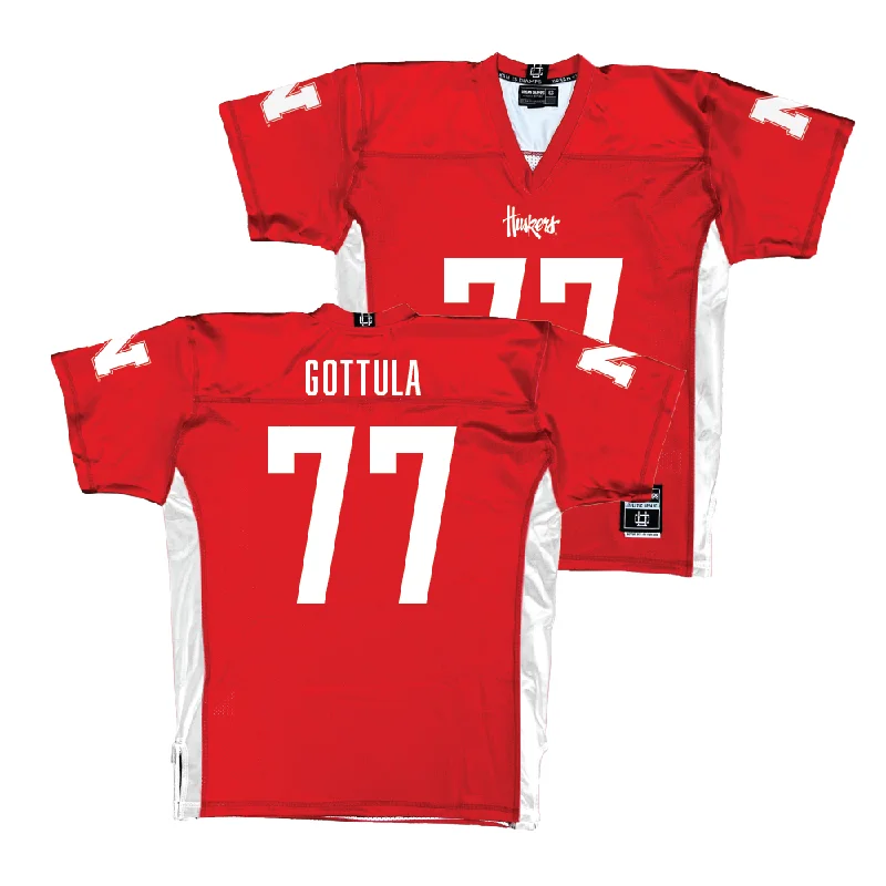 Football Jerseys With Custom Sleeve Printing-Red Nebraska Football Jersey - Gunnar Gottula