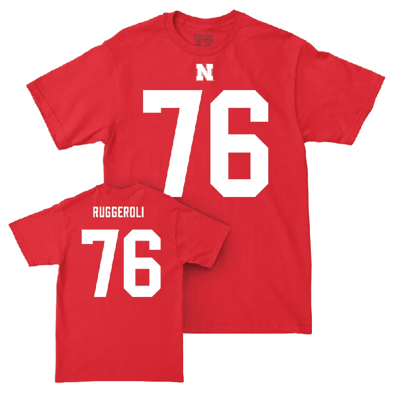 Football Jerseys With Team Logos & Custom Names-Nebraska Football Red Shirsey Tee  - Xander Ruggeroli