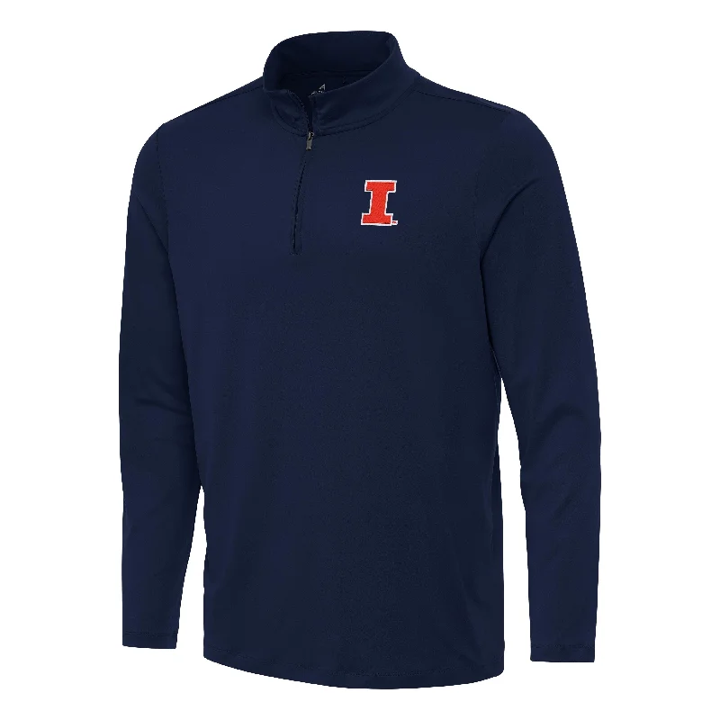 Football Jerseys For Charity Fundraisers-Illinois Fighting Illini Men's Antigua Navy Quarter-Zip