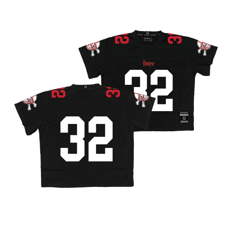 Football Jerseys With Player Numbers-Nebraska Throwback Black Football Jersey - Trent Uhlir