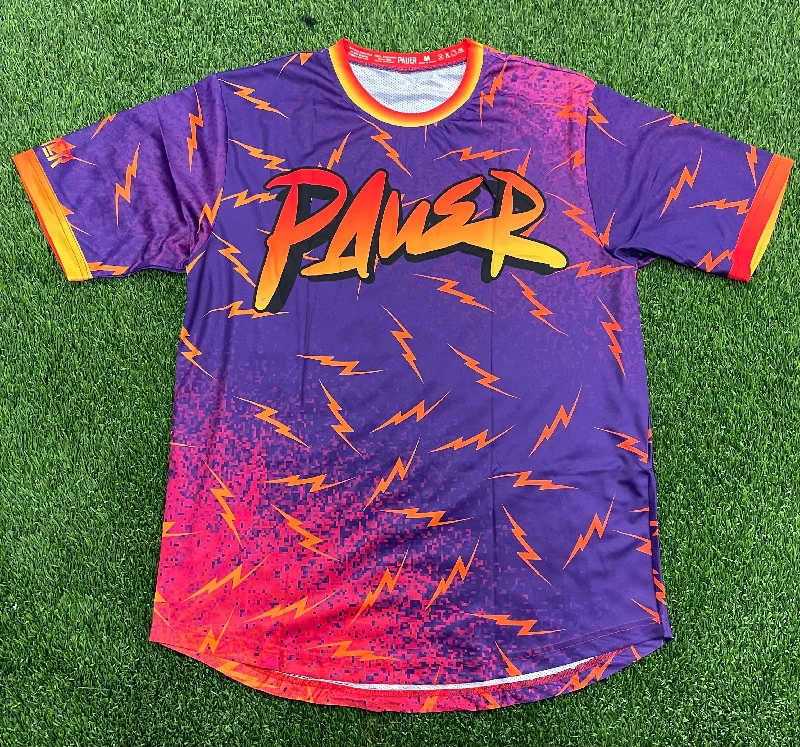 Custom Basketball Jerseys With Sponsor Logos-Pauer Graffiti Bolts All Over Purple/Orange Jersey