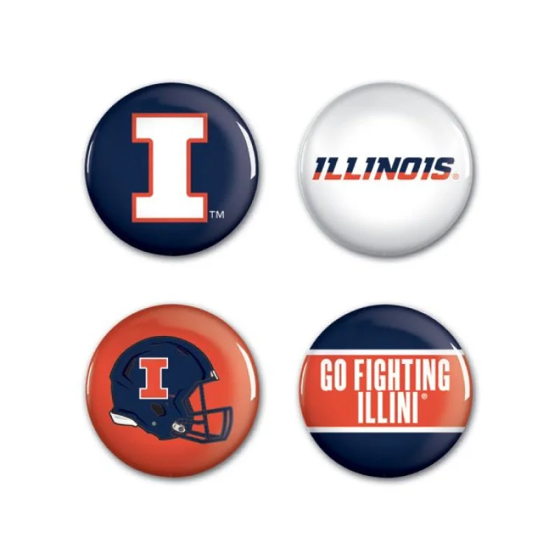 Football Jerseys With Custom Sleeve Printing-Illinois Fighting Illini Button Set