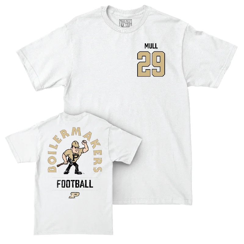 Football Jerseys With Team Logos & Custom Names-Football White Mascot Comfort Colors Tee - Jaxon Mull | #29