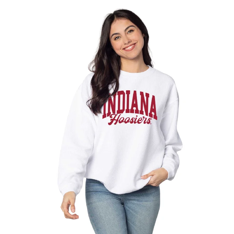 Personalized Football Jerseys For Special Celebrations-Indiana Sweatshirt Women's White Script Chicka-D