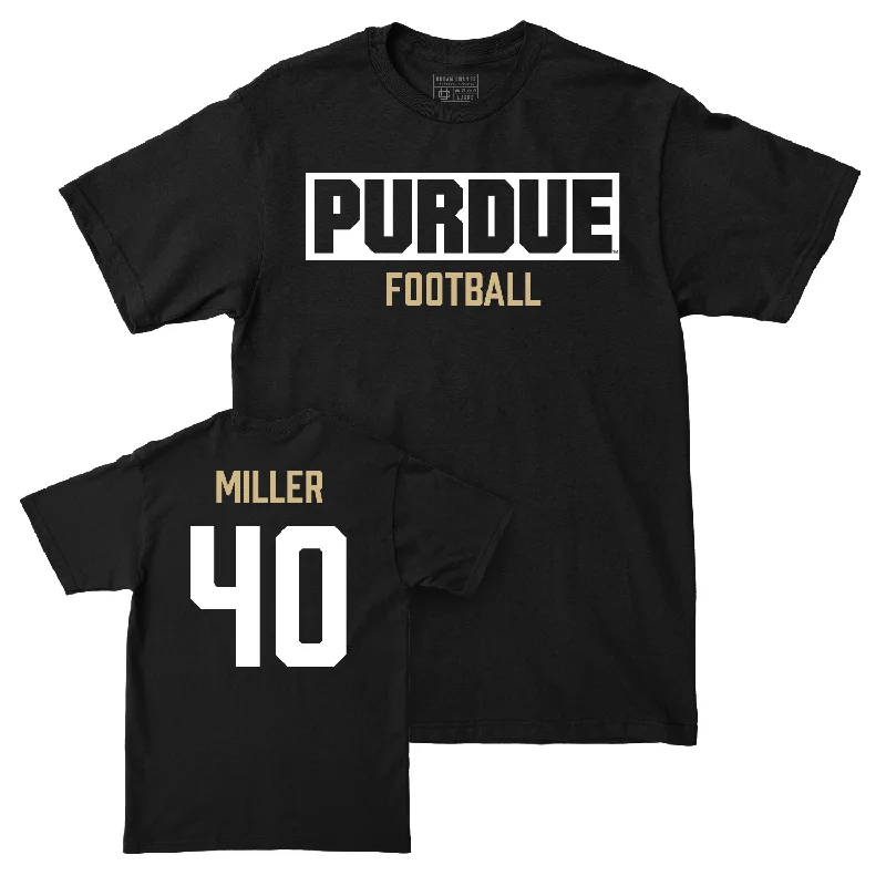 Custom Football Jerseys With Custom Sleeve Text-Football Black Staple Tee - Hudson Miller | #40