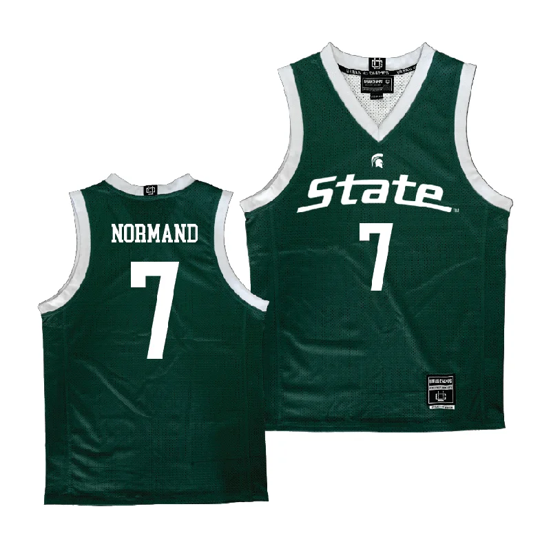 Basketball Jerseys With Player Numbers-Green Men's Basketball Michigan State Jersey  - Gehrig Normand