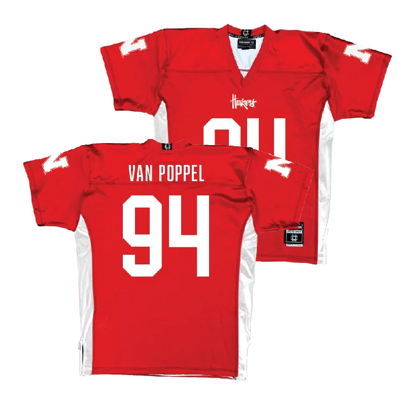 Personalized Football Jerseys For Player Gifts-Red Nebraska Football Jersey - Riley Van Poppel