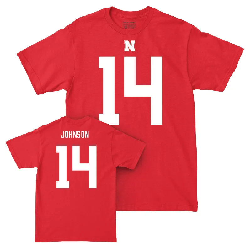 Personalized Football Jerseys For Large Groups-Nebraska Football Red Shirsey Tee - Rahmir Johnson | #14