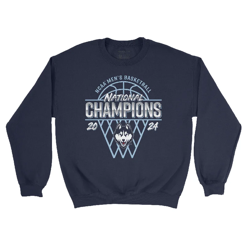 Personalized Basketball Jerseys For Gift Giving-UCONN MBB 2024 National Champions Net Navy Crew