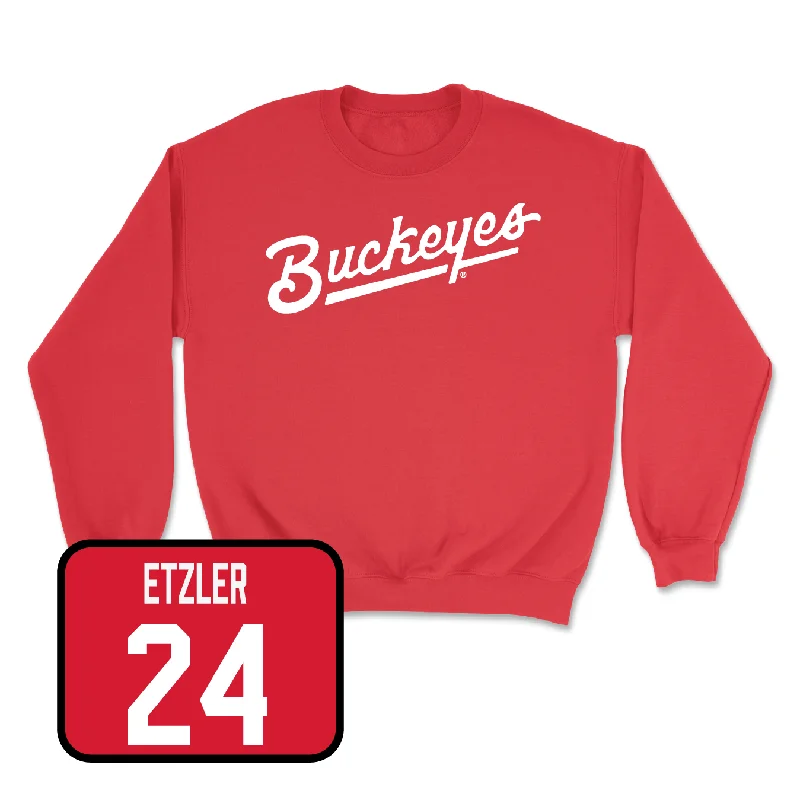 Custom Basketball Jerseys For Summer Leagues-Red Men's Basketball Script Crew - Kalen Etzler