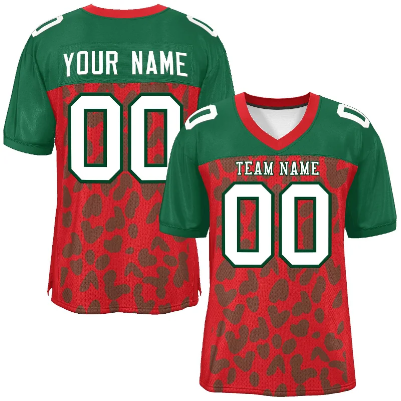 Custom Football Jerseys With Custom Fit-Custom Red Green Raglan Sleeves Personalized Camo Authentic Football Jersey