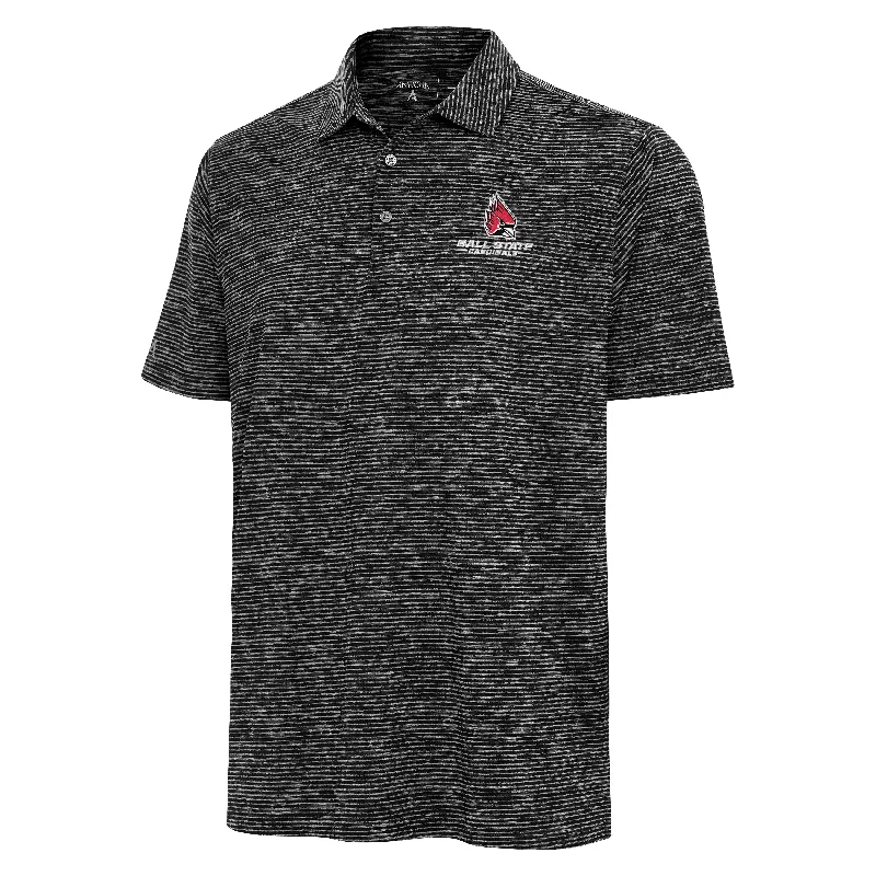 Football Jerseys For Special Fan Days-Ball State Cardinals Men's Antigua Black Patterned Polo