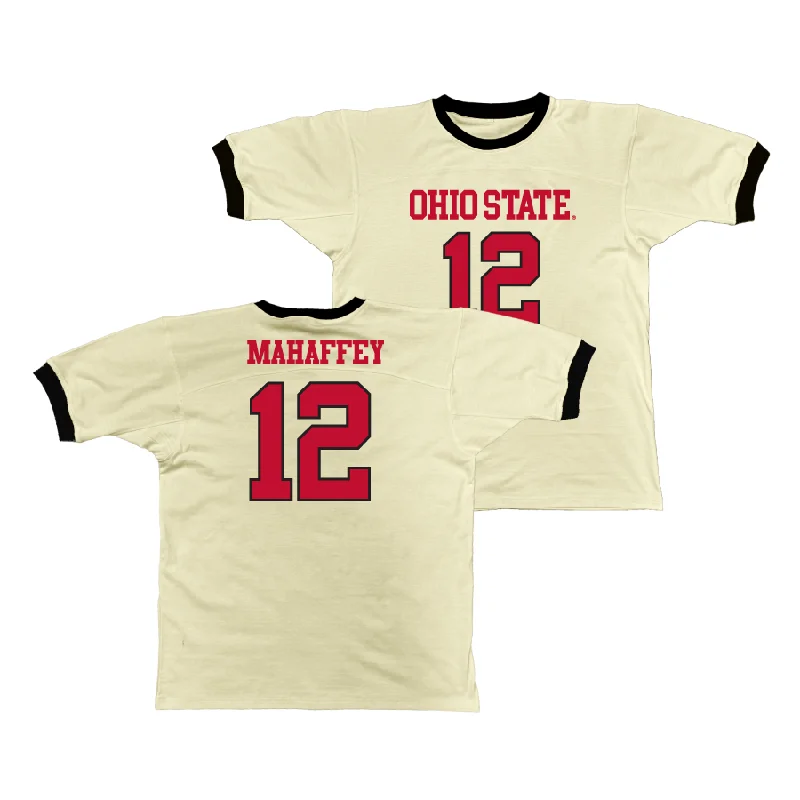 Custom Basketball Jerseys For Seasonal Leagues-Ohio State Retro Ringer Tee - Evan Mahaffey