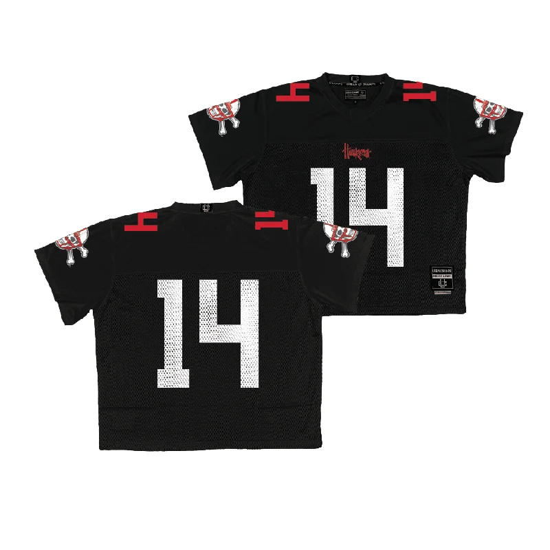 Personalized Football Jerseys For Tournament Winners-Nebraska Throwback Black Football Jersey - Emmett Johnson