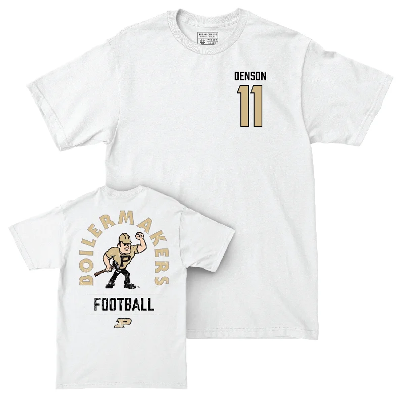 Personalized Football Jerseys For Player Gifts-Football White Mascot Comfort Colors Tee - Tee Denson | #11