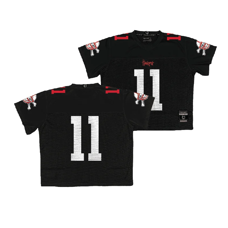 Customizable Football Jerseys-Nebraska Throwback Black Football Jersey - Bode Soukup