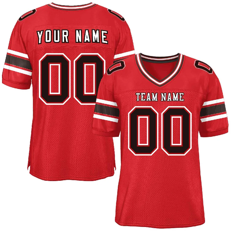 Custom Football Jerseys With Player Names-Custom Red Personalized Classic Authentic Football Jersey