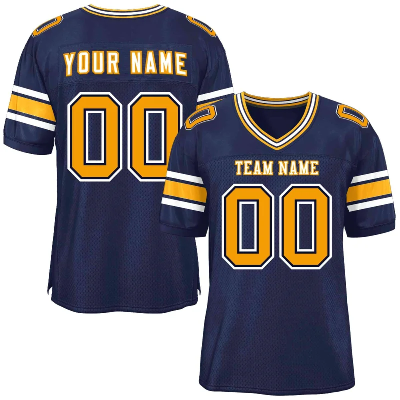 Football Jerseys With Custom Sleeve Designs-Custom Navy Personalized Classic Authentic Football Jersey