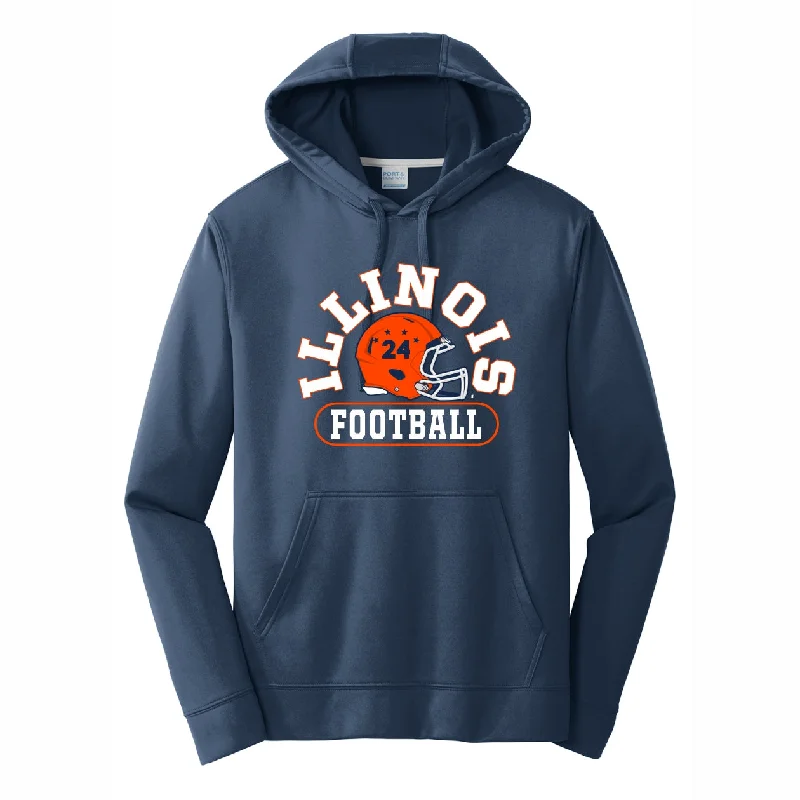 Custom Football Jerseys For Major Events-Illinois Fighting Illini Navy Stars Football Helmet Hoodie