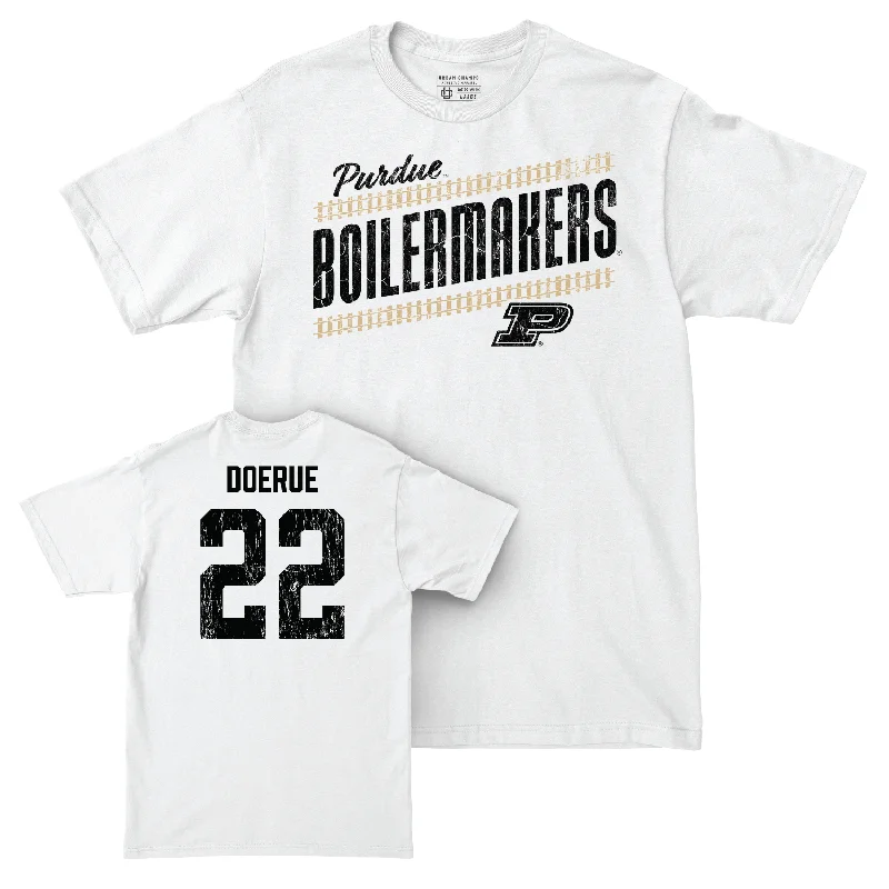 Football Jerseys For Custom Player Recognition-Football White Slant Comfort Colors Tee - King Doerue | #22