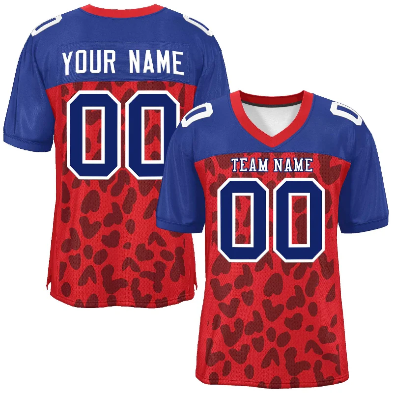 Football Jerseys For League Competitions-Custom Red Royal Raglan Sleeves Personalized Camo Authentic Football Jersey