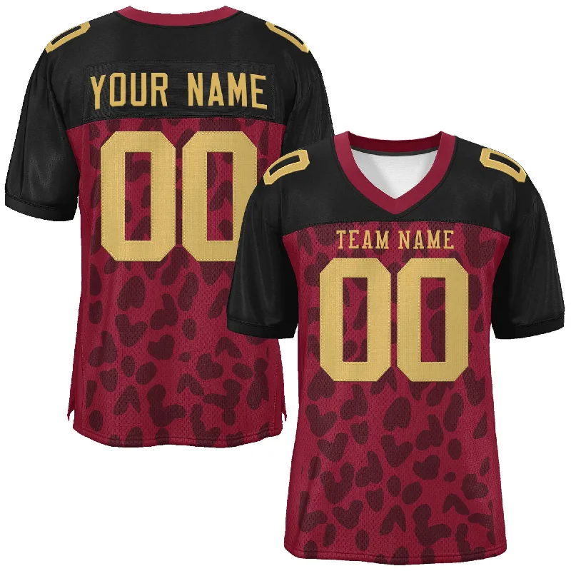 Custom Football Jerseys For Special League Events-Custom Crimson Black Raglan Sleeves Personalized Camo Authentic Football Jersey