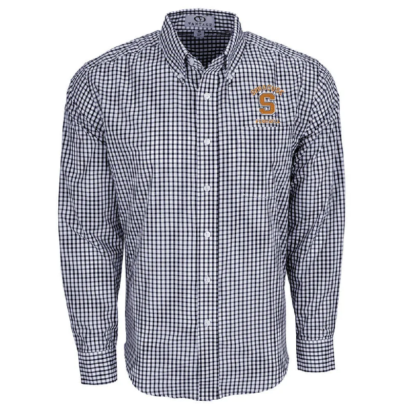 Football Jerseys For School Competitions-Vansport Syracuse Football Easy-Care Gingham Check Shirt