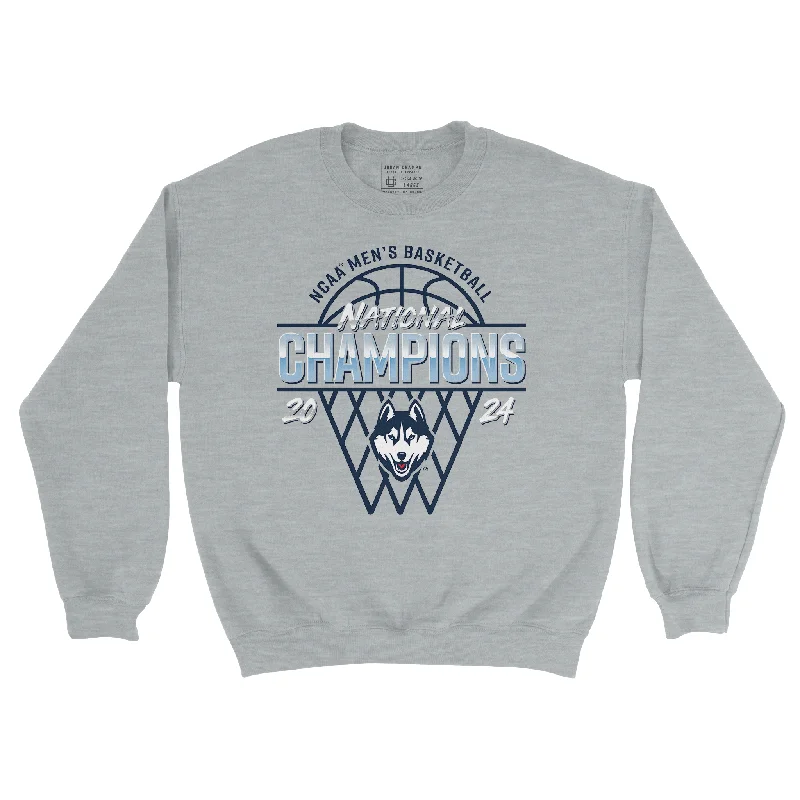 Basketball Jerseys For Local Competitions-UCONN MBB 2024 National Champions Net Sport Grey Crew