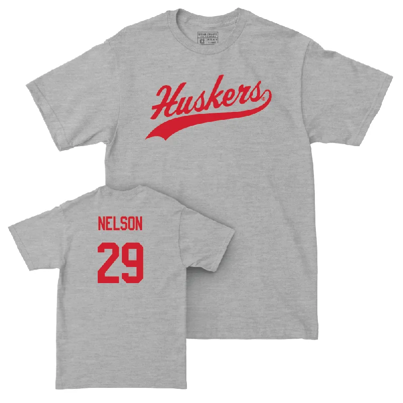 Personalized Football Jerseys For Fundraisers-Sport Grey Football Script Tee  - Carter Nelson