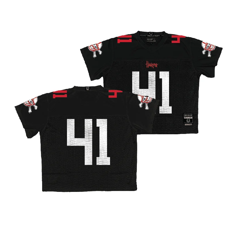 Personalized Football Jerseys For School Spirit-Nebraska Throwback Black Football Jersey - Omar Brown